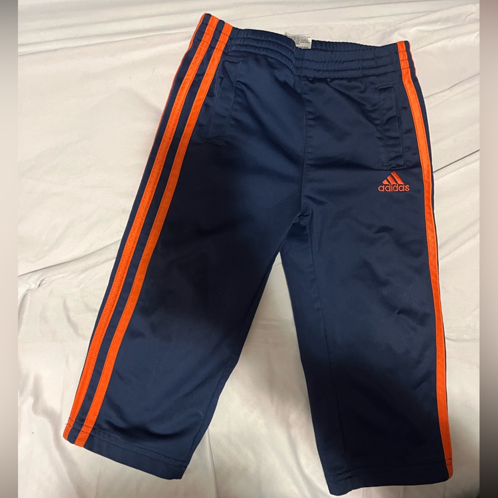 adidas Kids Navy and Orange Track Pants